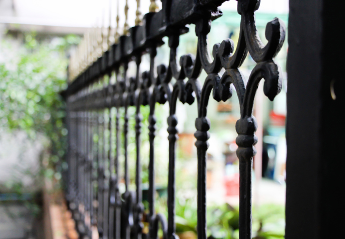 Ornamental iron railings